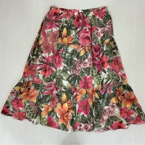 Alfred Dunner Vintage Multicolored Pink and Orange Bubble Midi Skirt
